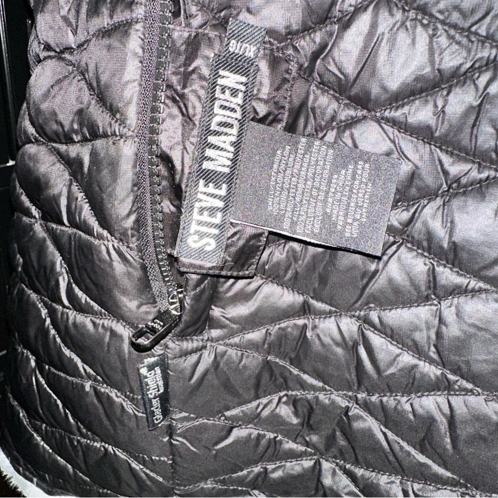 Steve Madden Quilted Puffer Vest Black Faux Sherpa Lined Women’s XL - Picture 3 of 15